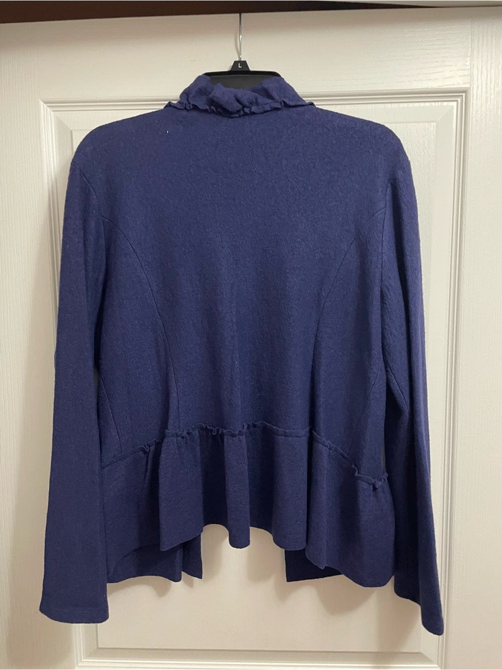 ECI Navy Ruffle Front Cardigan with Decorative Buttons - Picture 4 of 4